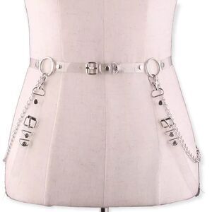 Silver Chain Body Harness Straps Clear Statement Belt NEW